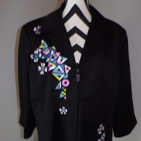 Bob Mackie Jackets & Blazers - NWT Bob Mackie Black Lined Zip XL Jacket